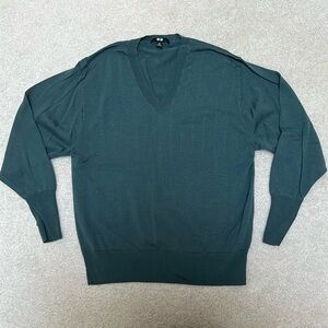 Uniqlo sweater | teal v-neck knit
